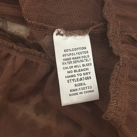 Umgee Long Sleeve cheetah dress Shades of Brown and Tan with Tulle Size Large - Picture 6 of 6